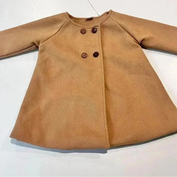 3T coat cotton‎ blend girls trench button front tan lined - Picture 1 of 6